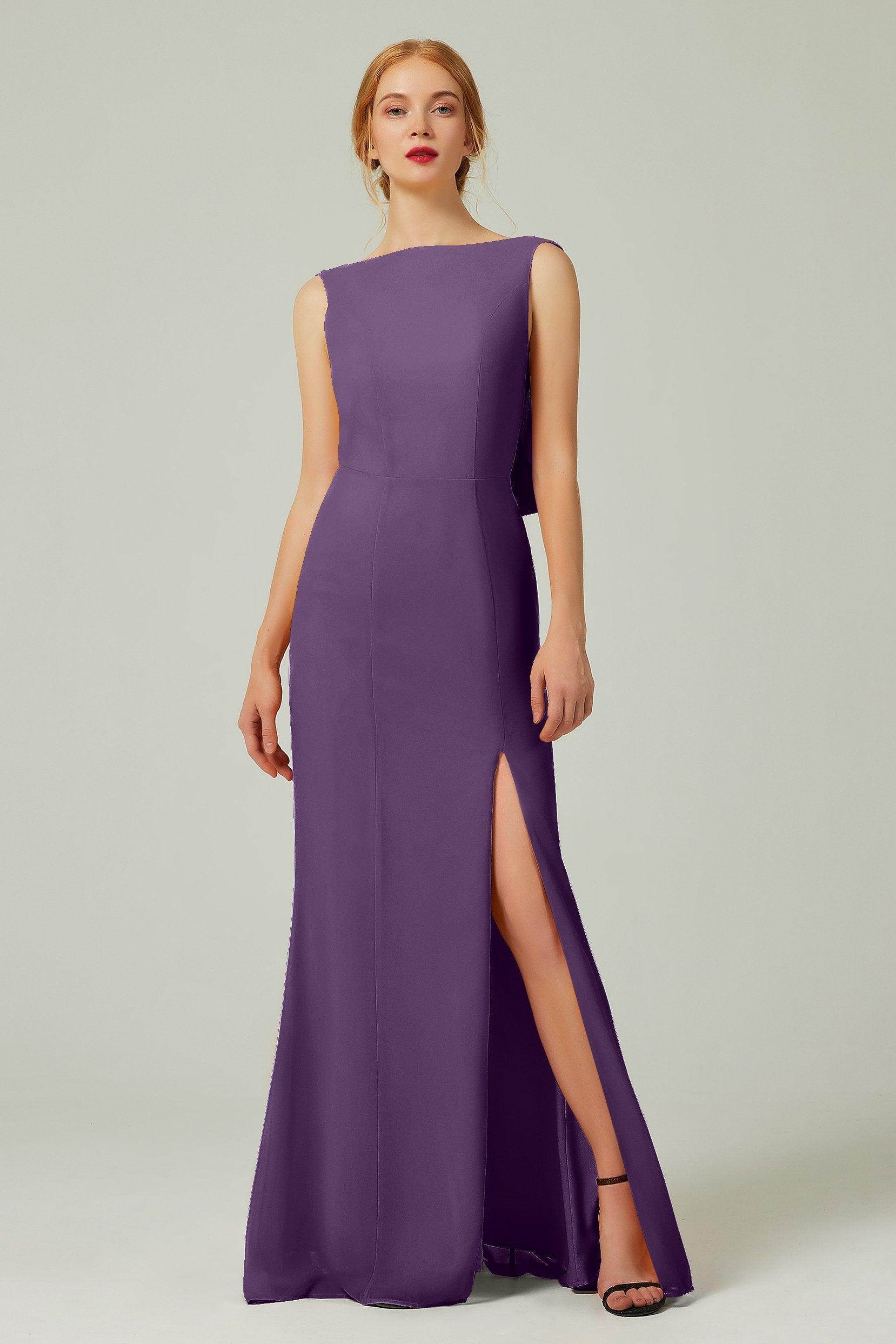 Sheath-Column Sweep-Brush Chiffon Bridesmaid Dress Formal Dresses CB0310PS - COCOMELODY